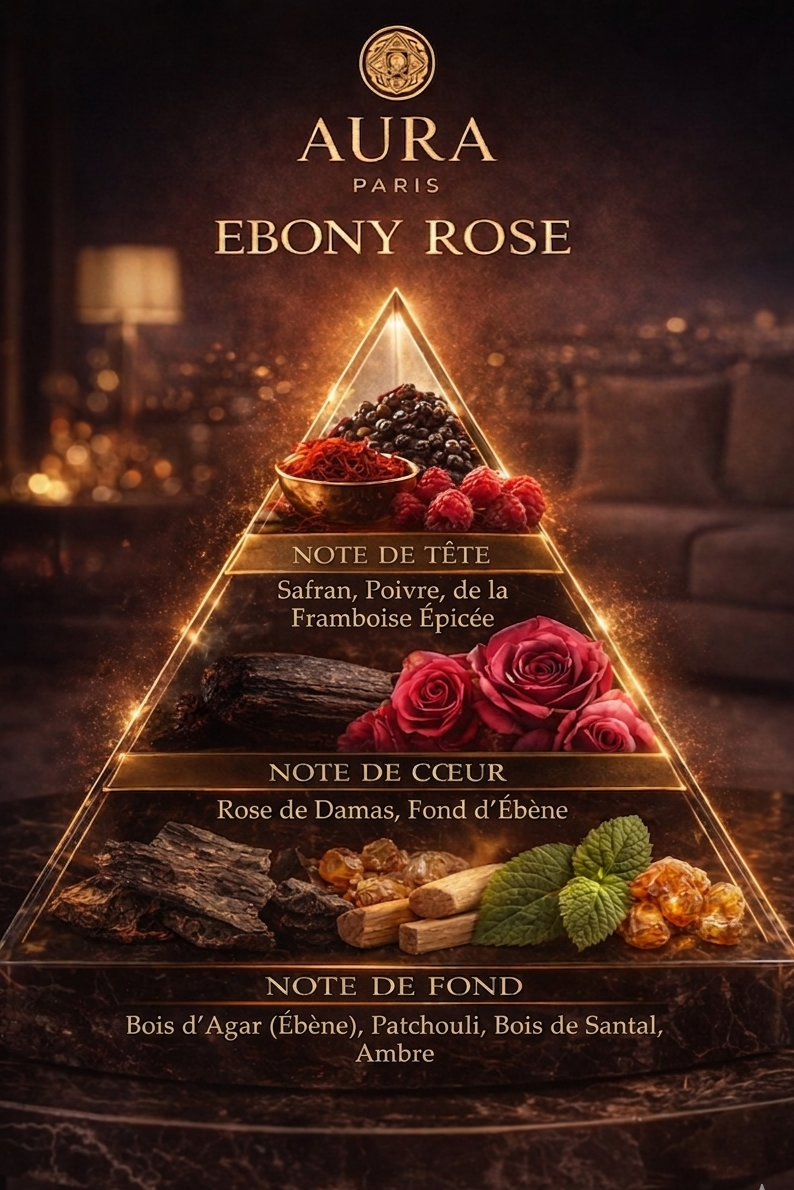 Coffret parfumé Ebony Rose AURA Paris — bougie cire de soja 200 g, spray d'ambiance et diffuseur à tiges